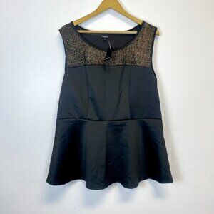 NWT Torrid Black and Gold Sparkly Peplum Top